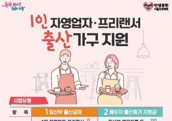 서울시, 전국 최초 1인 자영업자·프리랜서 ‘출산급여’ 지원